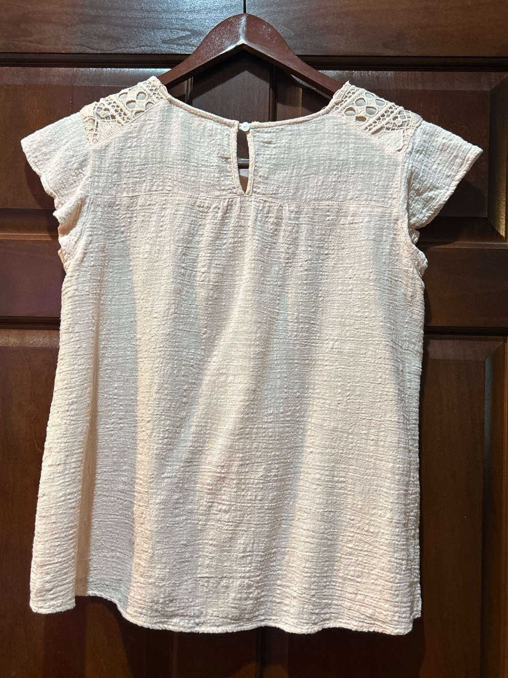 Reborn J Blush Crochet Lace Gauze Cotton Boho Blouse Size L - Picture 7 of 7